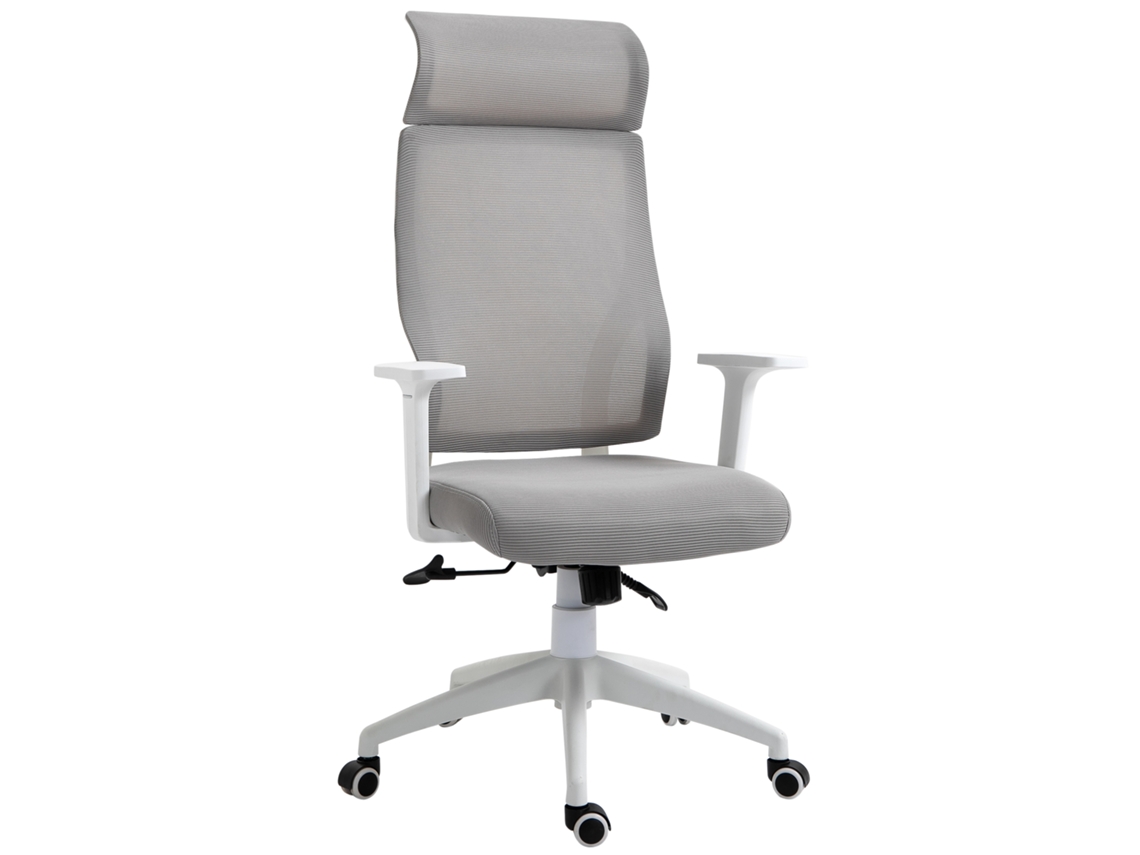 Silla De Oficina De Escritorio Giratoria Ajustable En Altura Y Reclinable Hasta 120° Bloqueo De Posición 64x61x120,9-128,9 Cm Gris