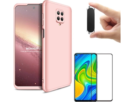 Carcasa, Protector y Soporte Xiaomi Redmi Note 9 Pro Slim armor 360º Rosa