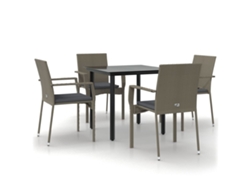 Maison Exclusive - Juego de comedor de jardín de 5 piezas con cojines de mimbre, negro/gris