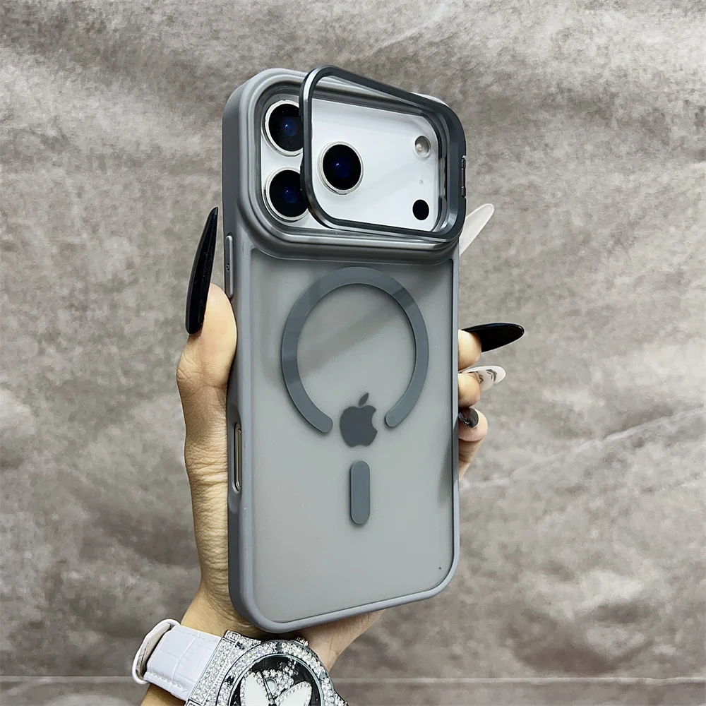 (iphone 15 Pro, Gris) Funda Magnética Semitransparente Mate Para Iphone, Compatible Con Magsafe.