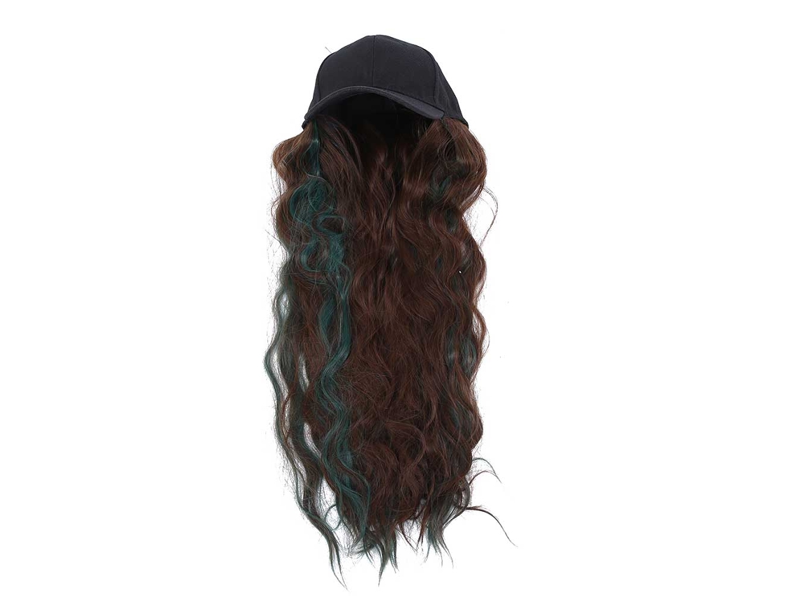 Sombrero De Béisbol Verde Con Peluca Ondulada Para Mujeres Y Niñas: Suave, Reutilizable, Ideal Para Ocasiones Diarias Y Fiestas Temáticas