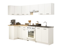 Conjunto De Cocina Esquinero Oliwia 30m Blanco 300 Cm 11 Puertas 1 Cajón Frente En Color Blanco 16 Estantes 300x46x203 Cm