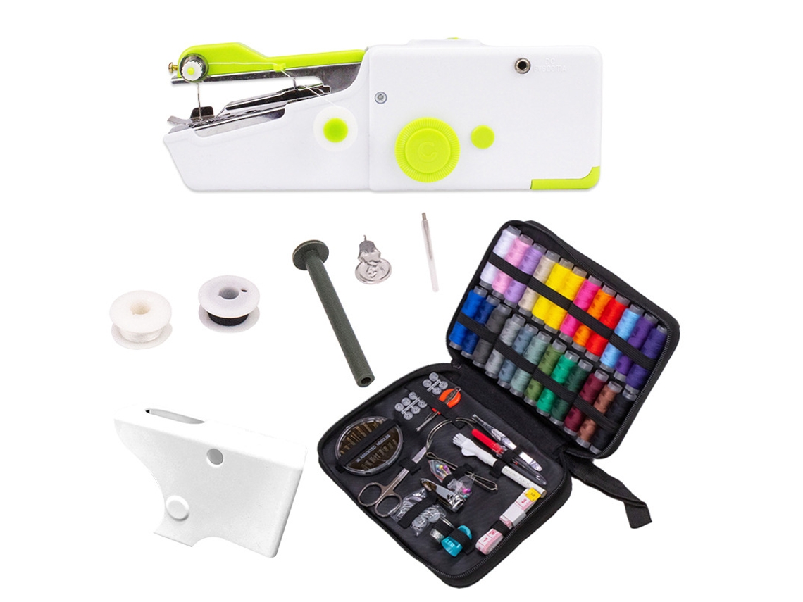 Máquina de coser portátil con aguja e hilo, herramientas de costura manual, adecuadas para viajes, hogar y principiantes, color verde Cuich