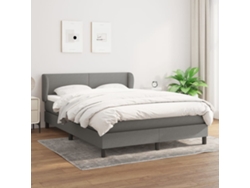Cama Box Spring Con Colchón Tela Gris Oscuro 140x190 Cm