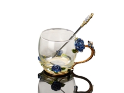 Juego de taza y cuchara de té de cristal, ideal para regalar. NEVEANCE