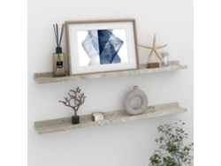 Estantes De Pared 2 Uds | Estante Flotante Gris Hormigón 80x9x3 Cm