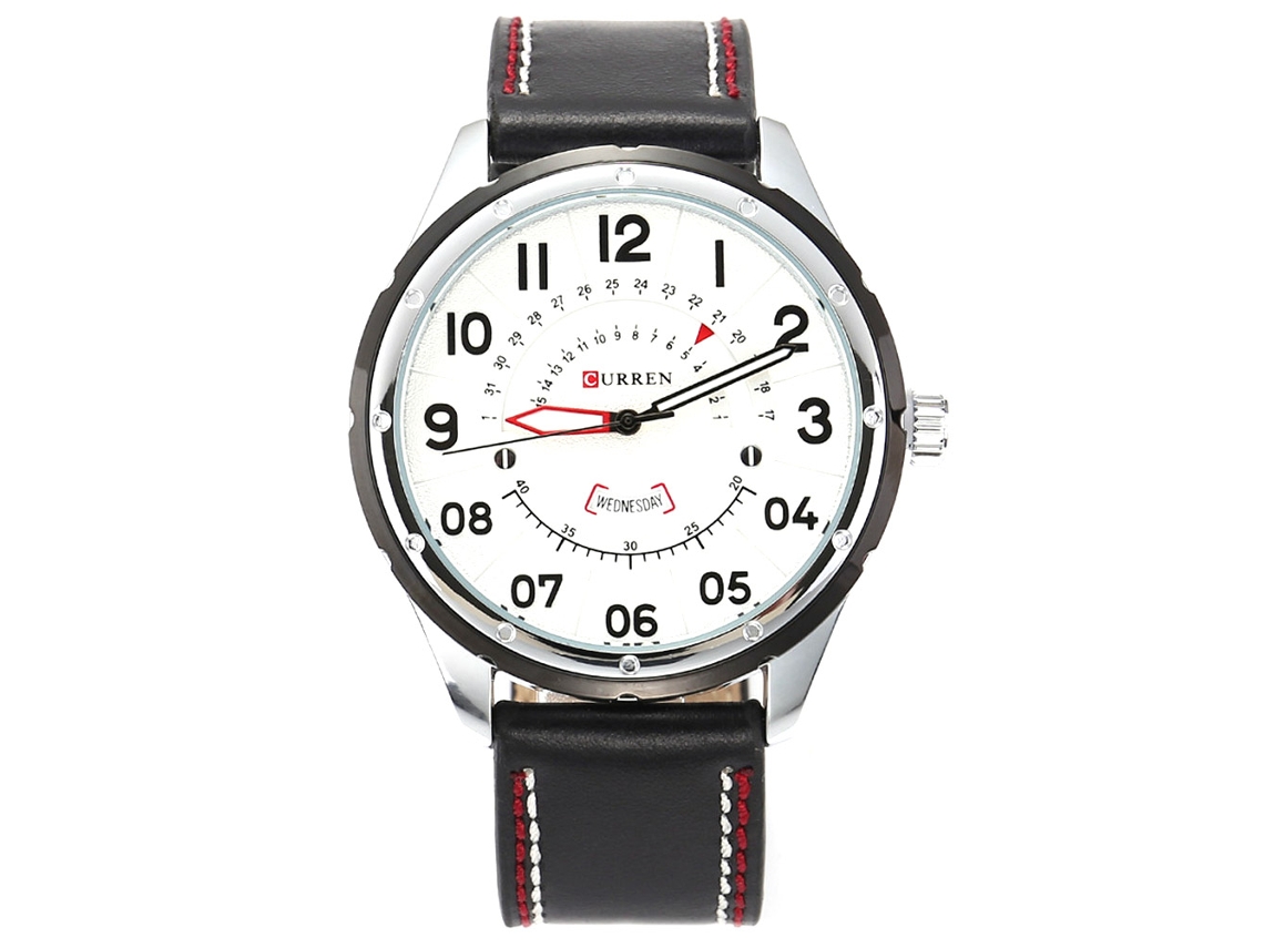 Reloj Hombre De Cuero Pu Quartz Impermeable Con Fecha Y Semana Moda Casual