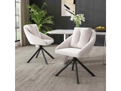 Juego de 2 sillas giratorias de terciopelo con estructura de metal beige