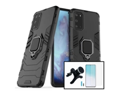 Kit Funda, Protector Nano Curved UV y Soporte Magnético Coche Samsung S20 3x1 Military Defender