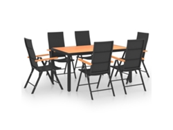 Maison Exclusive - Juego De Comedor Para Jardín 7 Piezas Negro Y Marrón