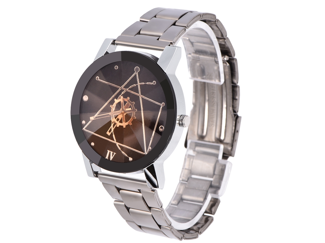 Reloj De Pulsera Analógico Redondo De Cuarzo Para Parejas, Correa De Aleación Negra, Para Hombre.