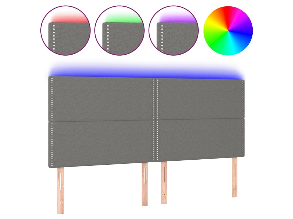 Maison Exclusive - Cabecero Con Luces Led Tela Gris Oscuro 180x5x118/128 Cm