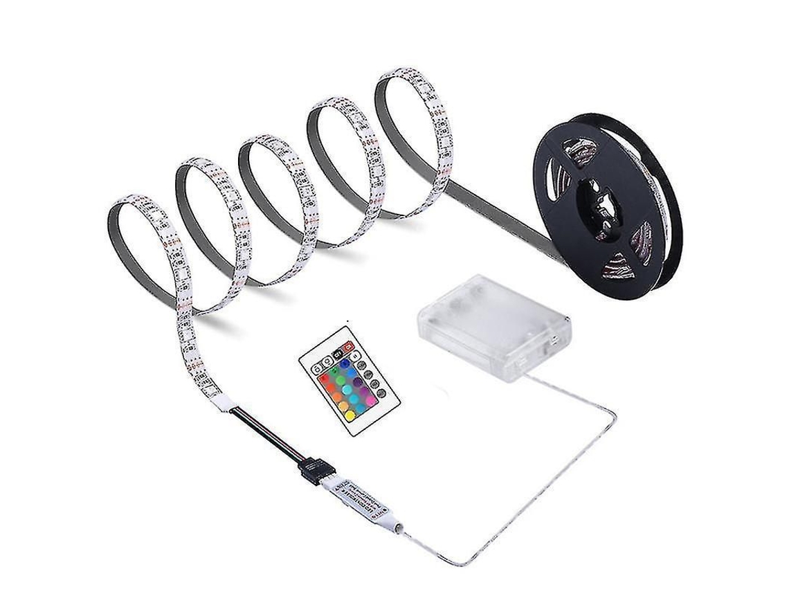 Tira De Led Con Mando A Distancia, Batería De 5 V, Ip65, 5050 Rgb Brillante, Autoadhesiva Para Tv, Decoración De Salón, 2 M