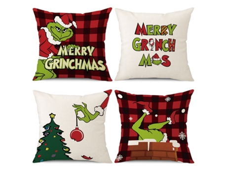 4 fundas de almohada de lino de Navidad, adornos navideños.