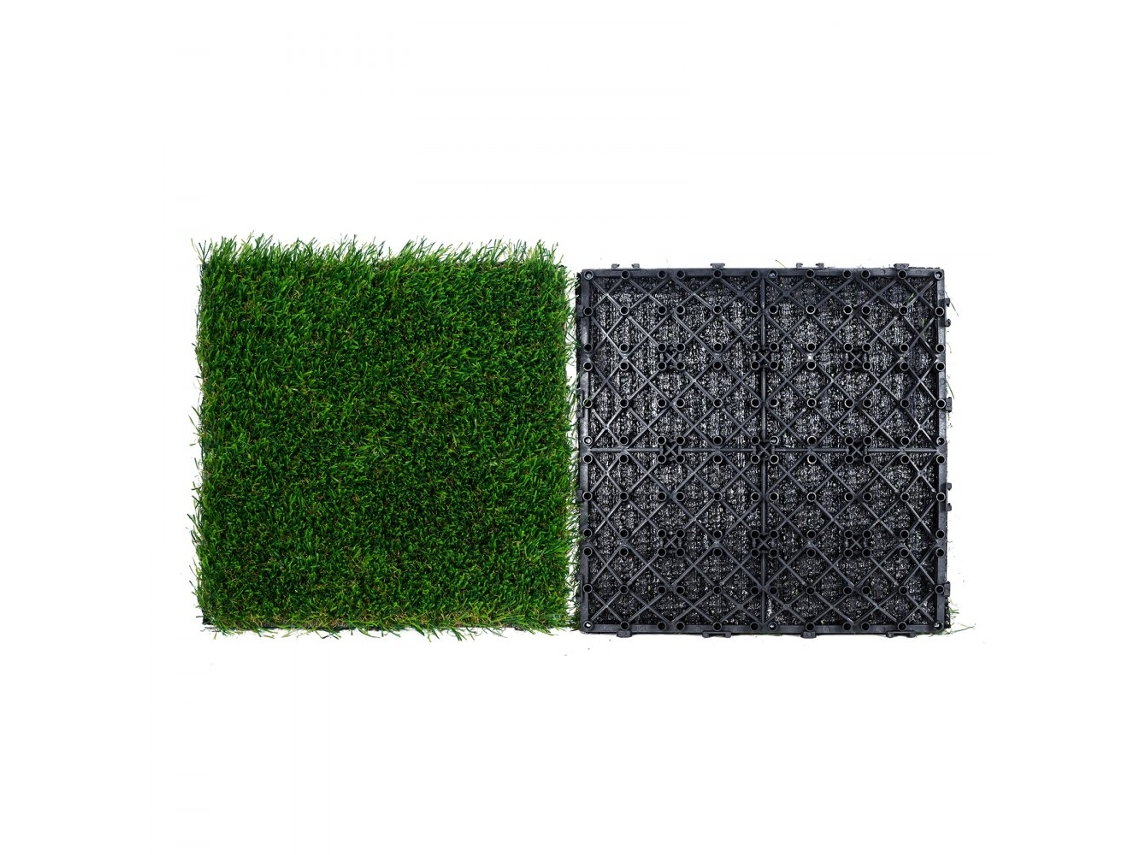 Juego de 18 Losetas de Césped Sintético 31x31cm con Drenaje Tekmaquinas