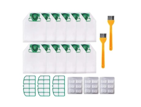 Piezas de aspiradora para Vorwerk Kobold Vk 200/Fp200, 12 bolsas de aspiradora, 3 filtros de Motor, 3 varillas aromáticas, 2 cepillos