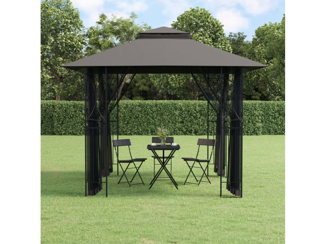 Cenador con paredes laterales 300x300x270 cm acero antracita Wsd245287 Lovely Home
