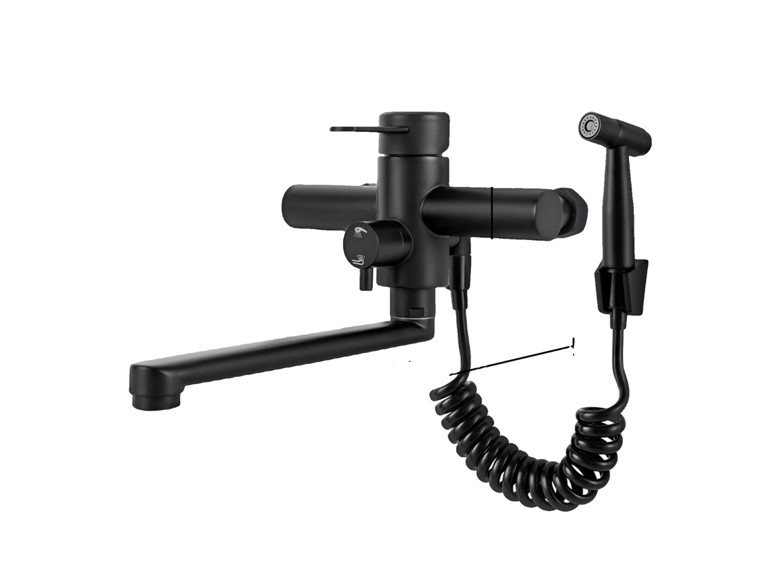 Grifo de cocina de pared con rotación de 360° y control de temperatura dual, color negro, G1/2 OEM