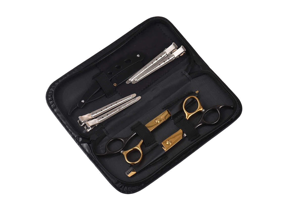 Vlrla-10pcs Cabelodressing Scissors Conjunto Com Razor, Clips Cape