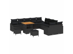 Maison Exclusive - Conjunto De Sofás De Jardín Con Cojín 13 Pcs Negro Poliratán
