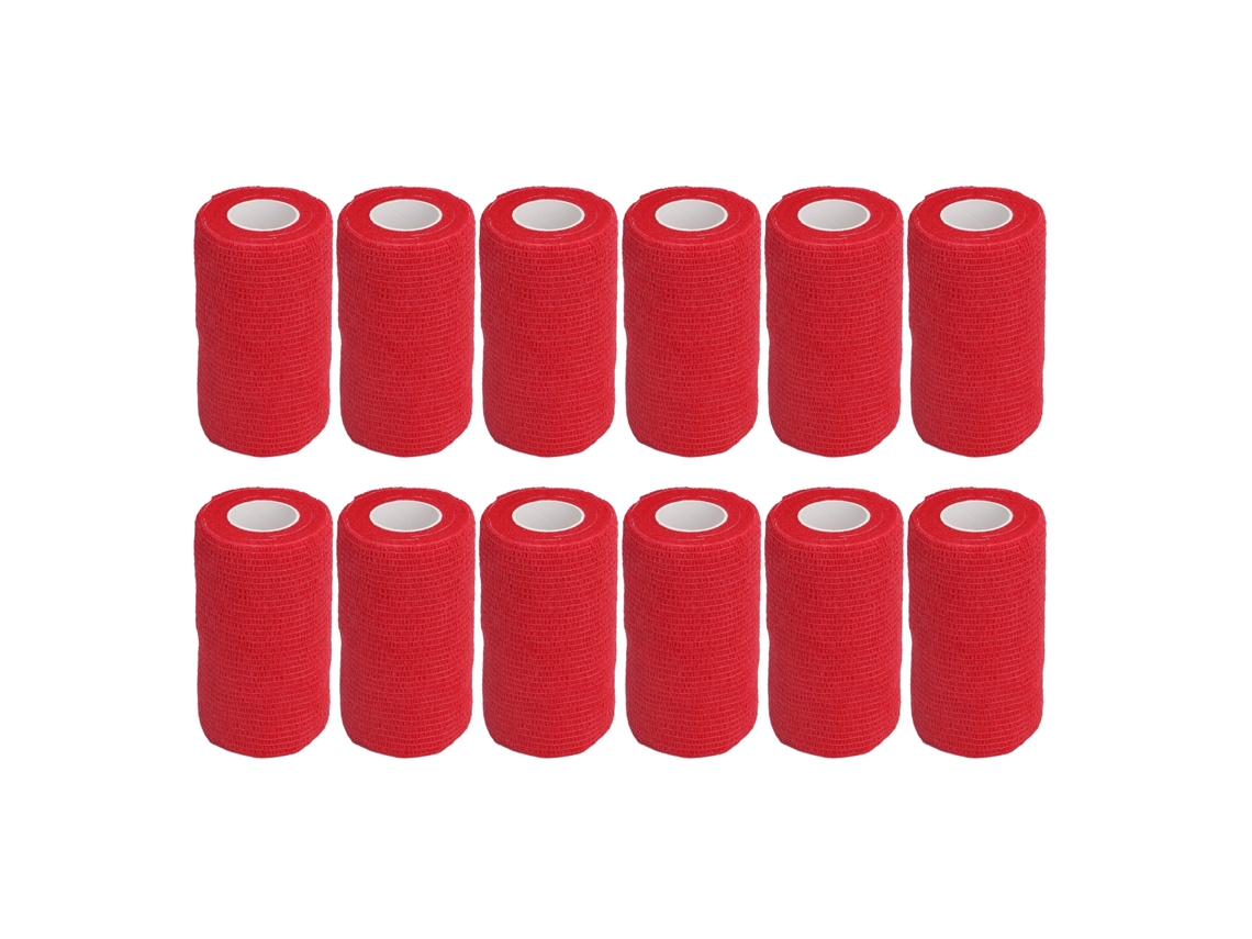 12 Vendas Elásticas Autoadhesivas Para Vacas, Perros Y Caballos, 10 Cm, Látex Rojo Natural