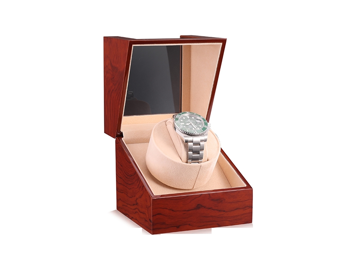 Watch Winder Movimiento De Reloj Automático De Madera Usb Y Batería Roja Veanxin