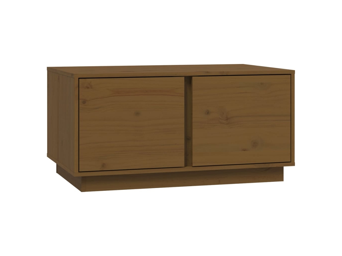 Mesa de centro con 2 compartimentos, diseño moderno, 80 x 50 x 40 cm, madera maciza de pino, marrón, Dec039499