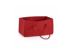 Relaxdays Saco De Lenha Em Feltro, Cesto Portátil, Porta-jornais Dobrável Hxlxp: 25 X 25 X 50 Cm, Vermelho