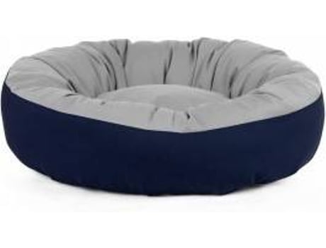 Cama Redonda para Perros y Gatos GAUTY Tela de sarga (Gris y Azul Oscuro - 57 cm)