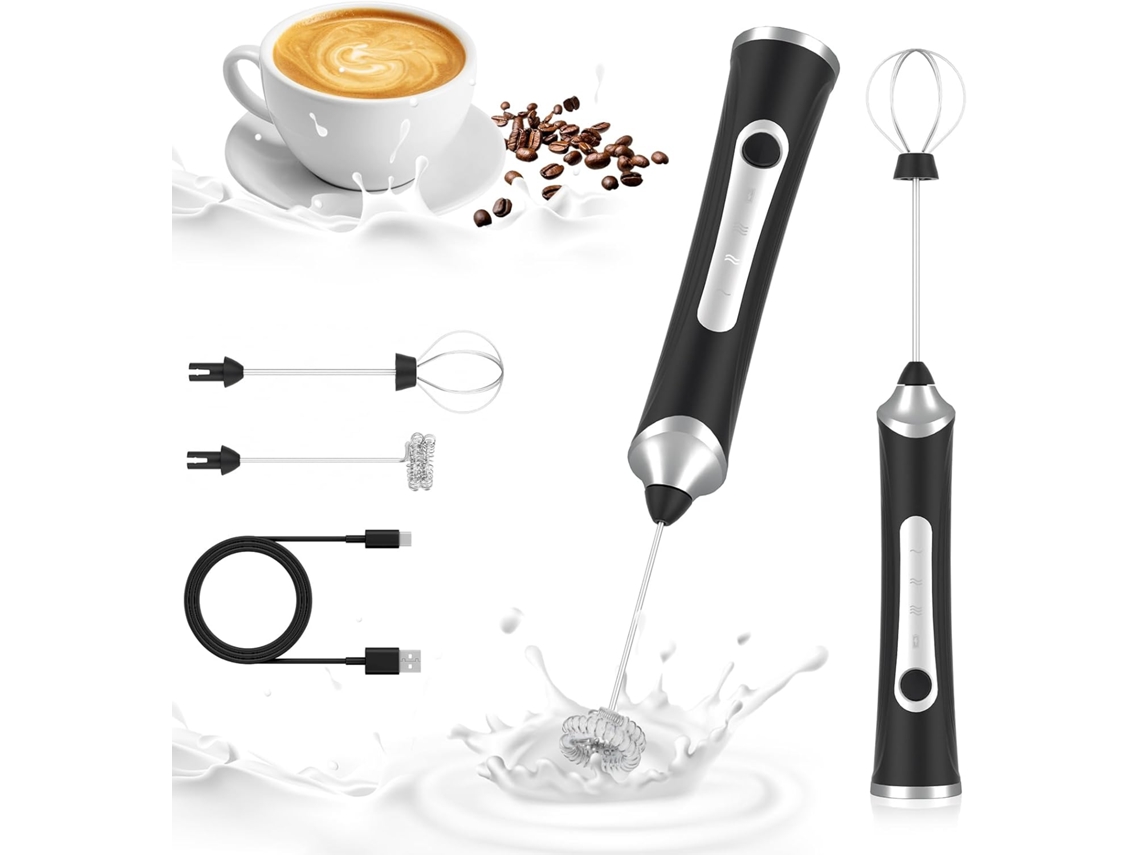 Espumador De Leche, Batidor Eléctrico De Mano Para Espumar Café, 3 Velocidades Ajustables, Recargable Por Usb.