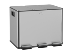 Cubo de basura de 3 compartimentos, capacidad de 20 litros, tapa desodorizante, antihuellas, cierre suave, color plata.