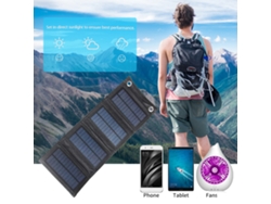 Cargador solar plegable de 6 W y 5 V con puerto USB portátil, color negro