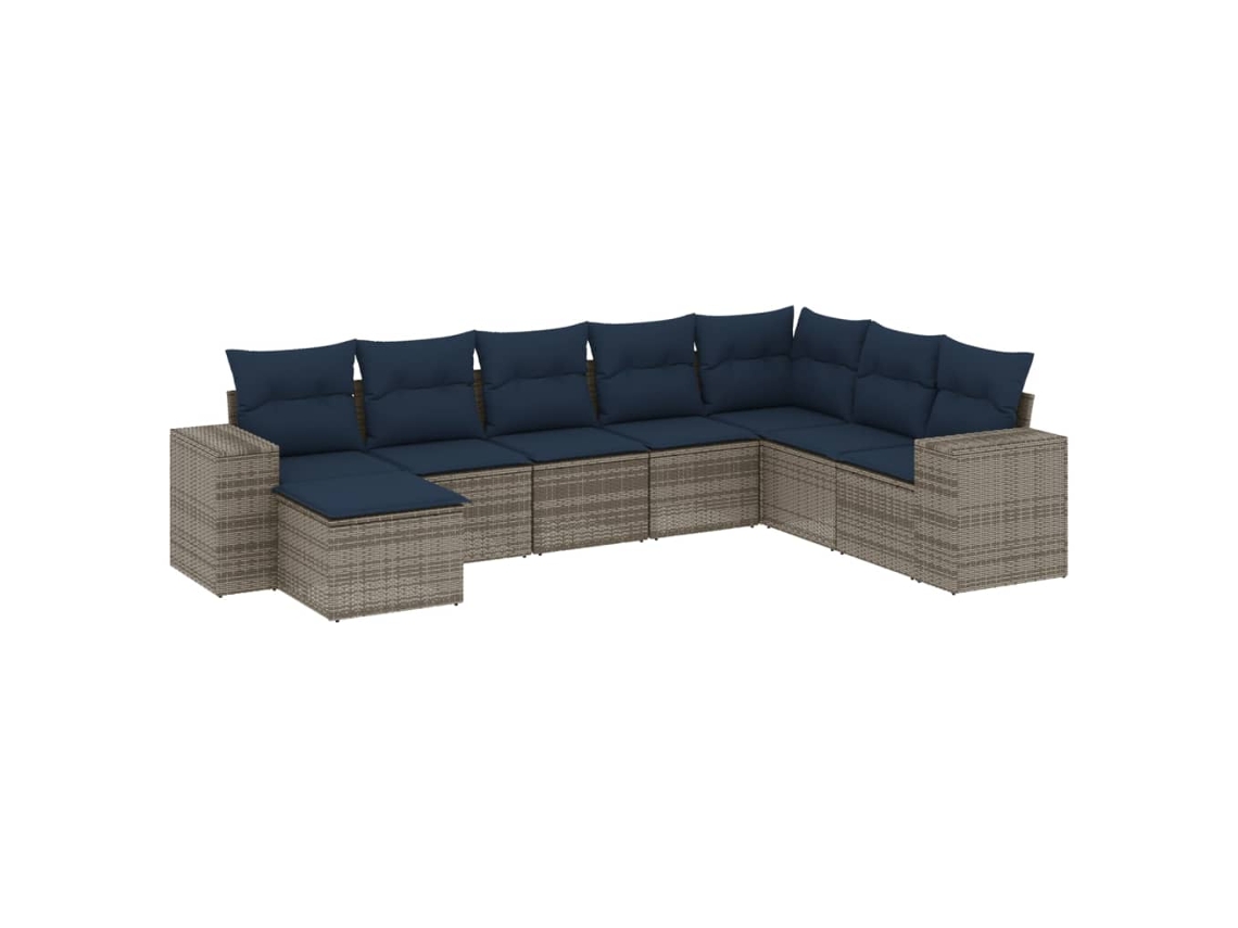Maison Exclusive - Conjunto De Sofá De Jardín De 8 Piezas Con Cojines, Poliratán Gris