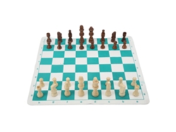Juego De Ajedrez Con Piezas De Plástico Que Imitan La Madera Y Tablero De Pu Para Principiantes. Ligero Y Brillante.
