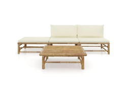 Maison Exclusive - Set De Muebles De Jardín 4 Piezas Bambú Y Cojines Blanco Crema