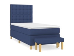 Maison Exclusive - Cama Box Spring Con Colchón Tela Azul 80x200 Cm