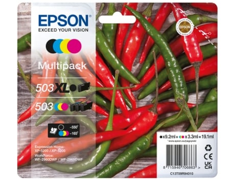 Cartucho de Tinta Epson 503 Xl 4 Piezas Original Alto Rendimiento Xl Negro Cian Magenta Amarillo