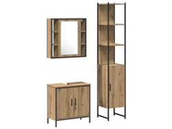 MAISON EXCLUSIVE Conjunto de muebles de baño de 3 piezas, madera procesada marrón