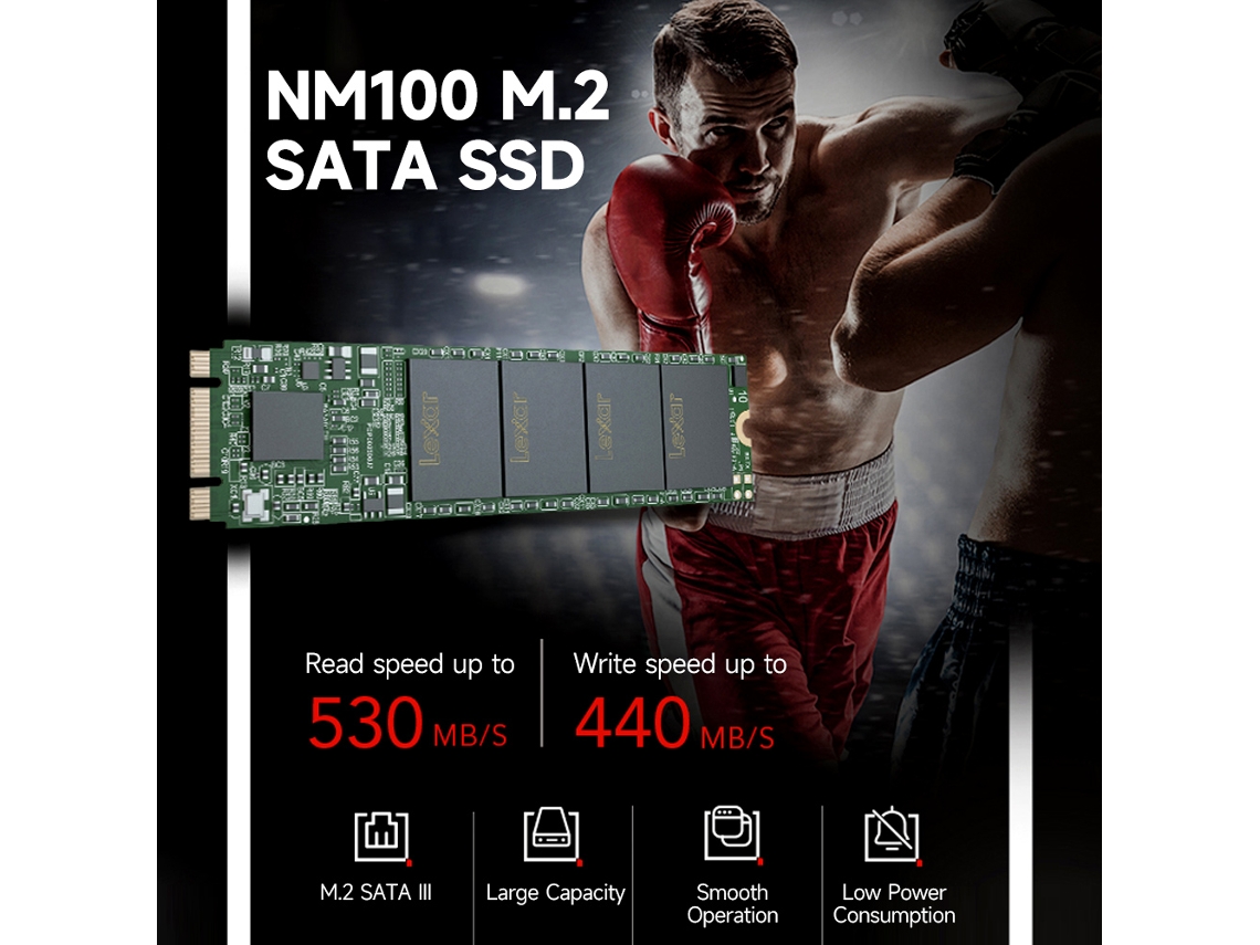 Lexar Nm100 256gb M.2 Sata Iii Ssd Interno De Alta Velocidad Y Bajo Consumo, 530mb/s De Lectura