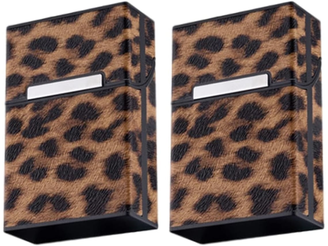 Estuche Protector Con Estampado De Leopardo Para 20 Cigarrillos, Con Cierre Abatible.