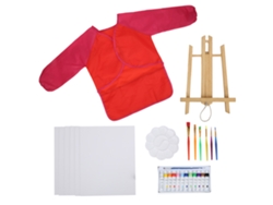 Kit De Pintura Acrílica Diy Para Niños Con Pinceles, Delantal Y Marco De Madera.
