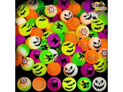 100 inflables de 3 cm que brillan en la oscuridad con diseños temáticos de Halloween para fiestas y regalos.