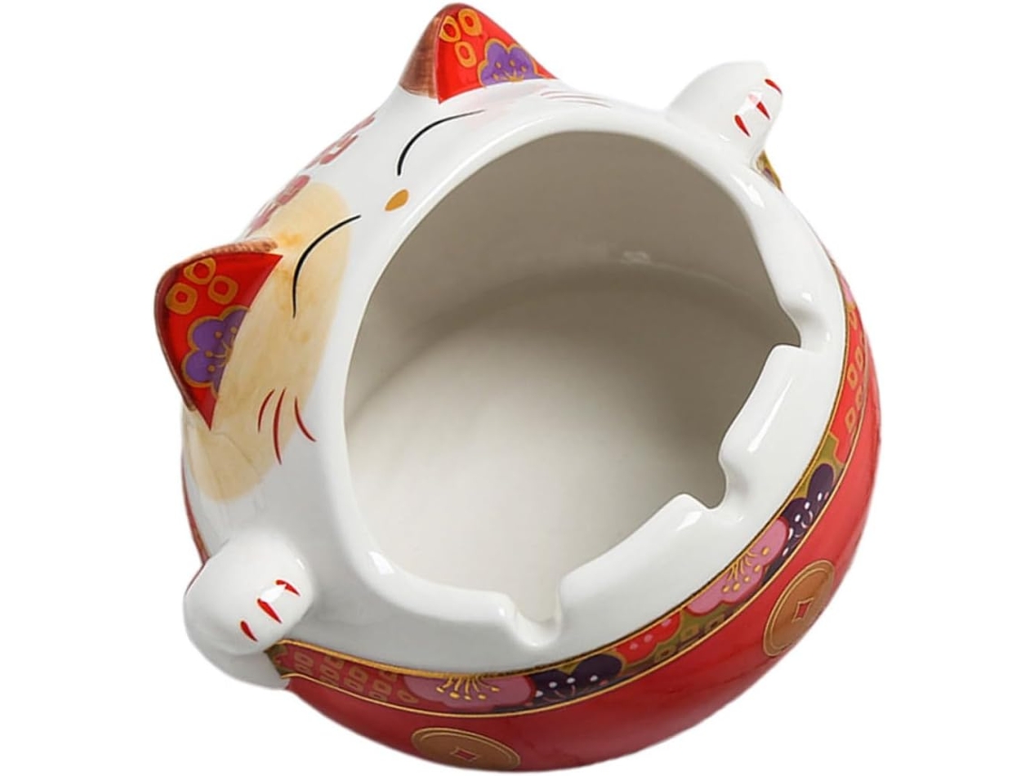 Cenicero Decorativo De Cerámica Con Forma De Gato Rojo, Amplio Receptáculo Para Colillas De Cigarrillos.