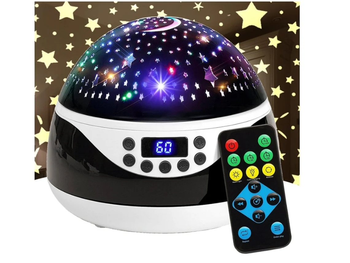 Proyector de luz nocturna de estrellas con temporizador y control remoto musical, lámpara de proyección para niños, luces nocturnas giratorias para Bestvite