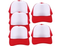 Juego De 5 Gorras De Béisbol De Malla Roja, Gorras Lisas Para Sublimación, Ligeras Y