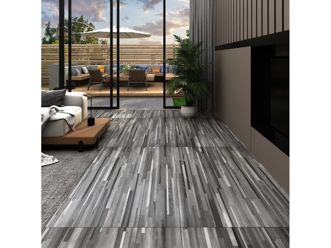 Lamas Para Suelo De Pvc Autoadhesivas Gris Rayado 2,51 M² 2 Mm
