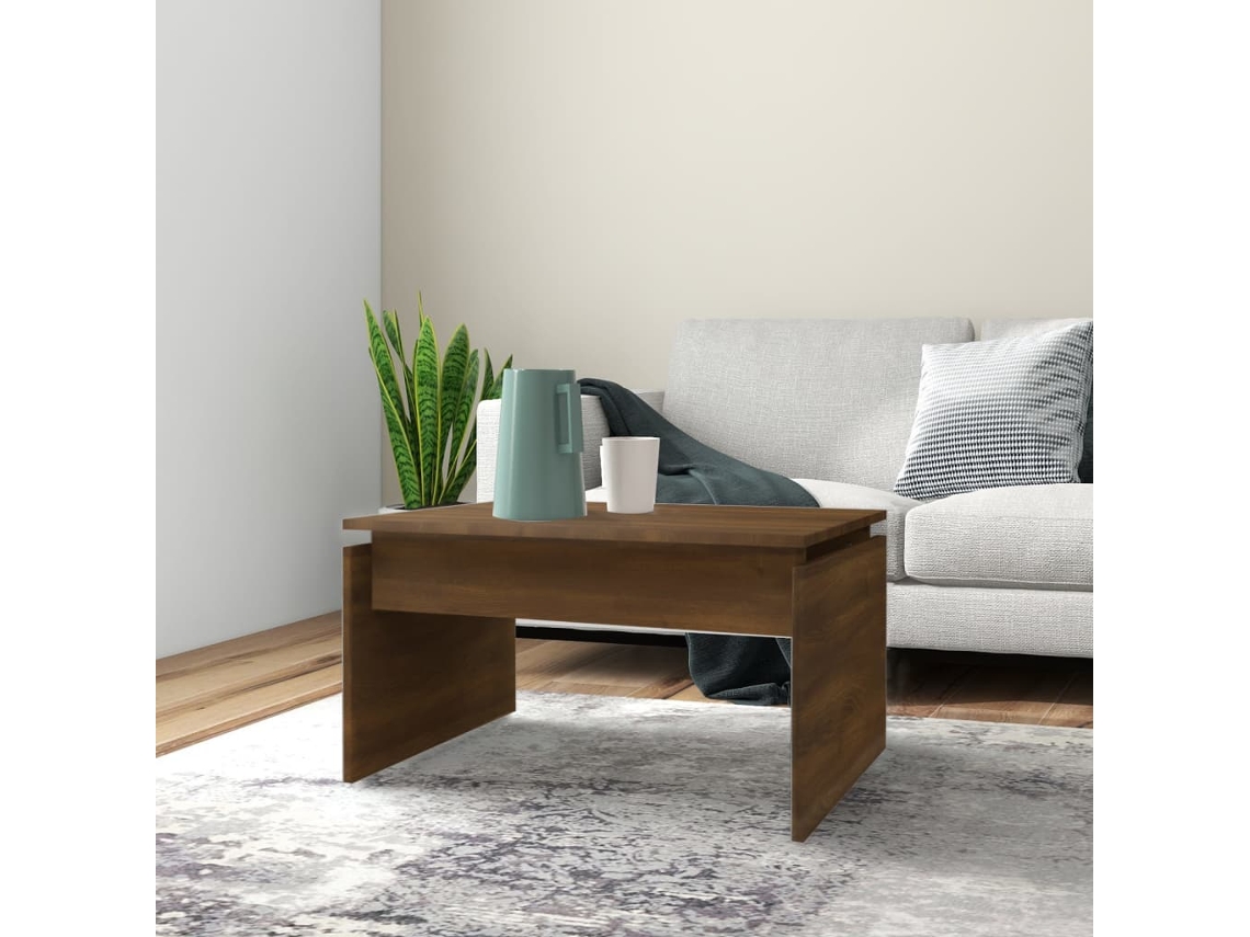 Mesa de Centro de Apoyo 68X50X38 cm en Madera de Derivados de Roble