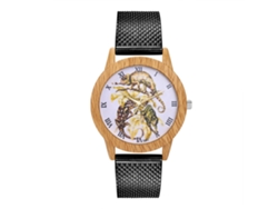 Reloj De Cuarzo Unisex Con Correa De Malla De Acero, Dial Animal, Casual (negro)