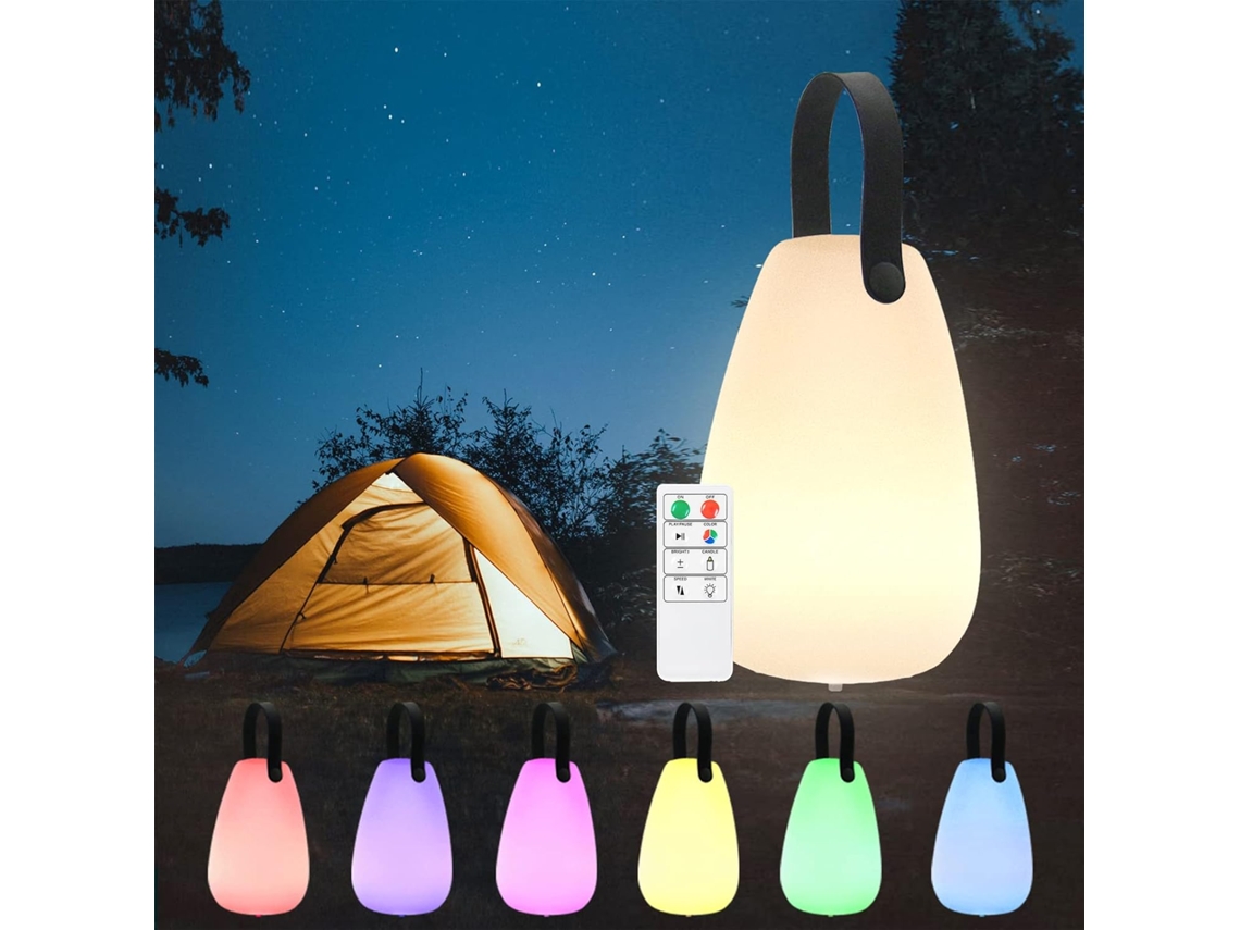 Lámpara de mesa portátil recargable, 16 colores, control remoto, luz LED ajustable con brillo regulable, luz suave y agradable para la vista para la luz nocturna.