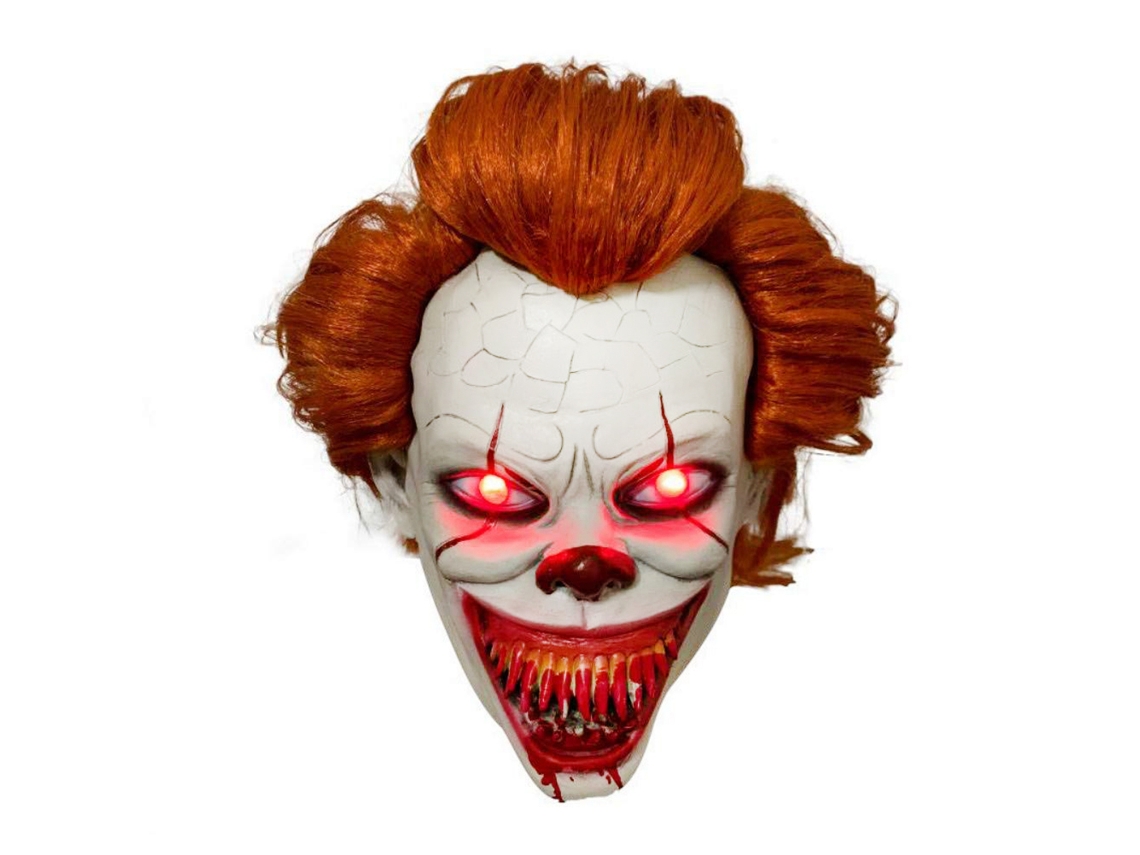 Máscara De Payaso De Halloween Con Luces Led, Accesorio De Látex Aterrador, Cosplay